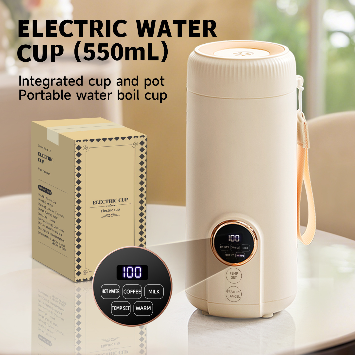 Portable Travel Kettle - Nova Chaleira Elétrica Inteligente com Display