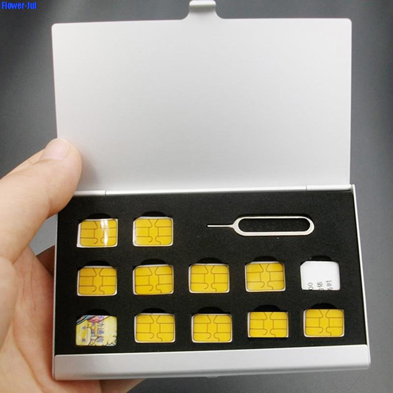 Sim Card Holder Case - 12 slots- nano + 1 slot-card-pin