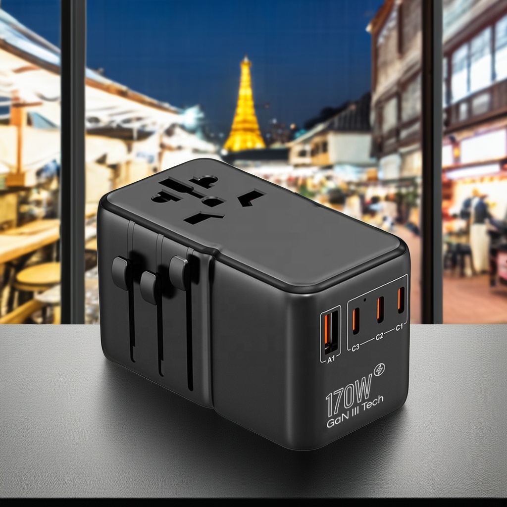 Travel Adapter Universal - Carregador Internacional USB PD 170W com