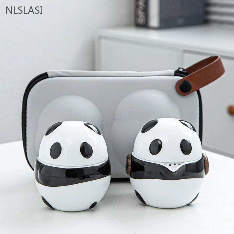 Travel Accessories High End - Panda portátil conjunto de chá cerâmico