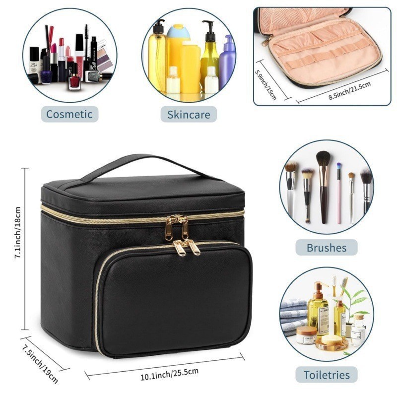 Bolsa de maquiagem grande à pr - Travel Accessories Toiletries avaliação e preço