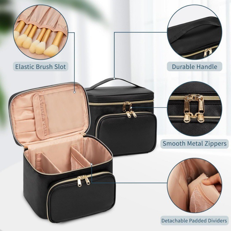 Bolsa de maquiagem grande à pr - Travel Accessories Toiletries avaliação e preço
